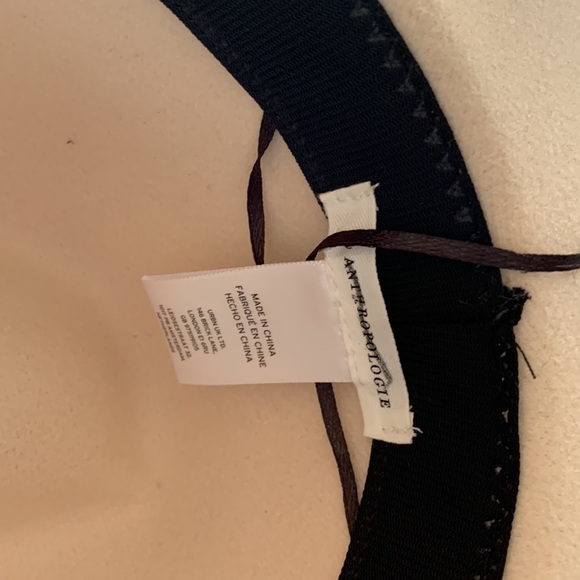 Anthropologie gold link trimmer ivory hat one size new